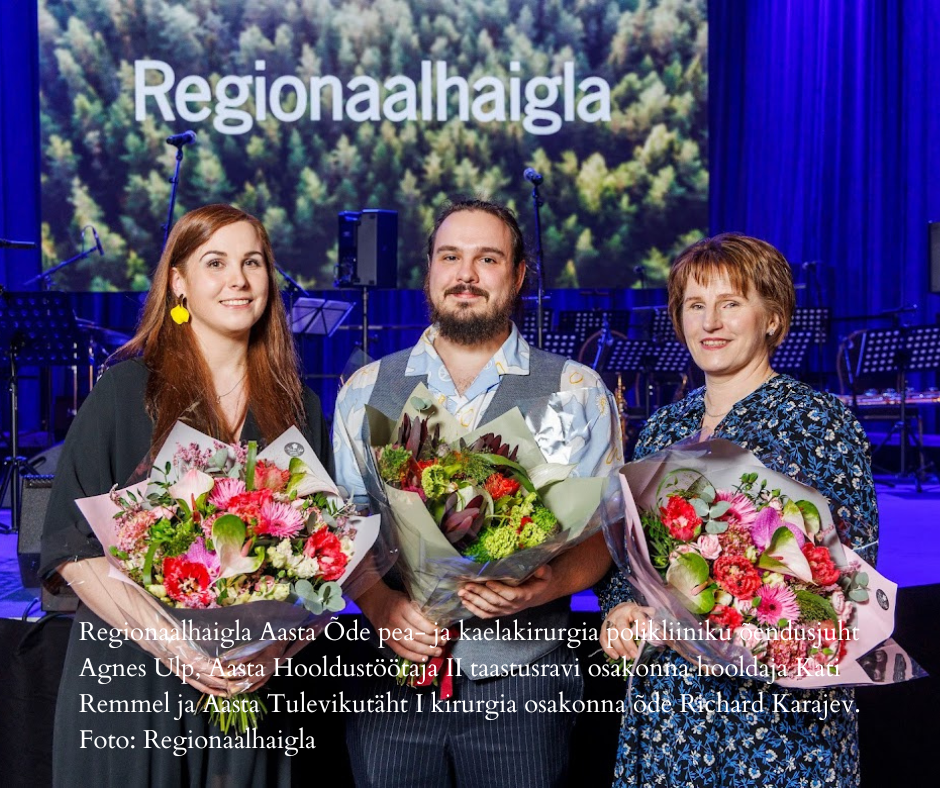Regionaalhaigla Aasta Õde, Aasta Hooldustöötaja ja Aasta Tulevikutäht. Foto: Regionaalhaigla