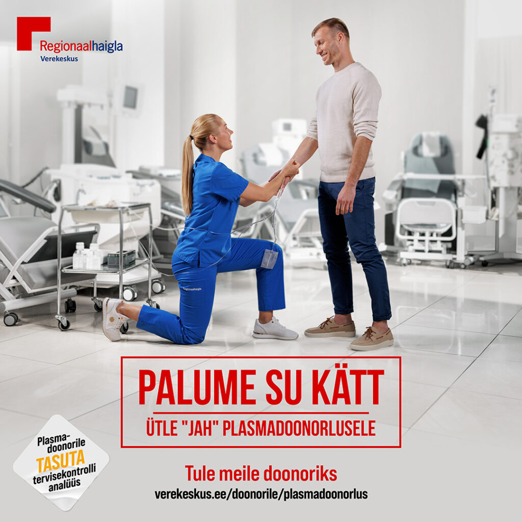 Ragnar Klavan: „Plasmadoonor on julge ja abivalmis inimene ning just seepärast otsustasin verekeskuse „Palume Su kätt, ütle „Jah“ plasmadoonorlusele“ kampaanias kaasa lüüa.“ Foto: Põhja-Eesti Regionaalhaigla